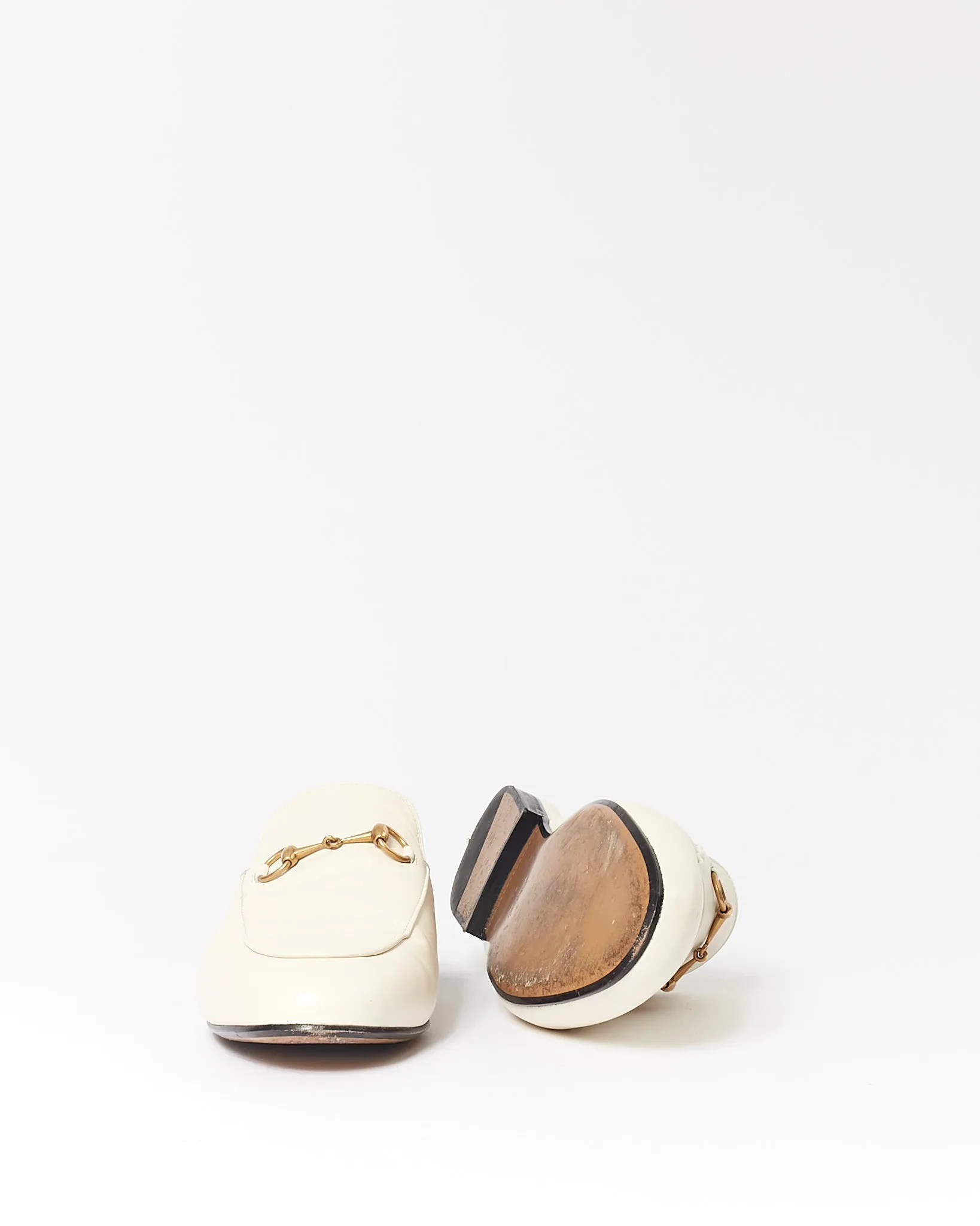 Gucci Cream Leather Printetown Slipper Mules - 41