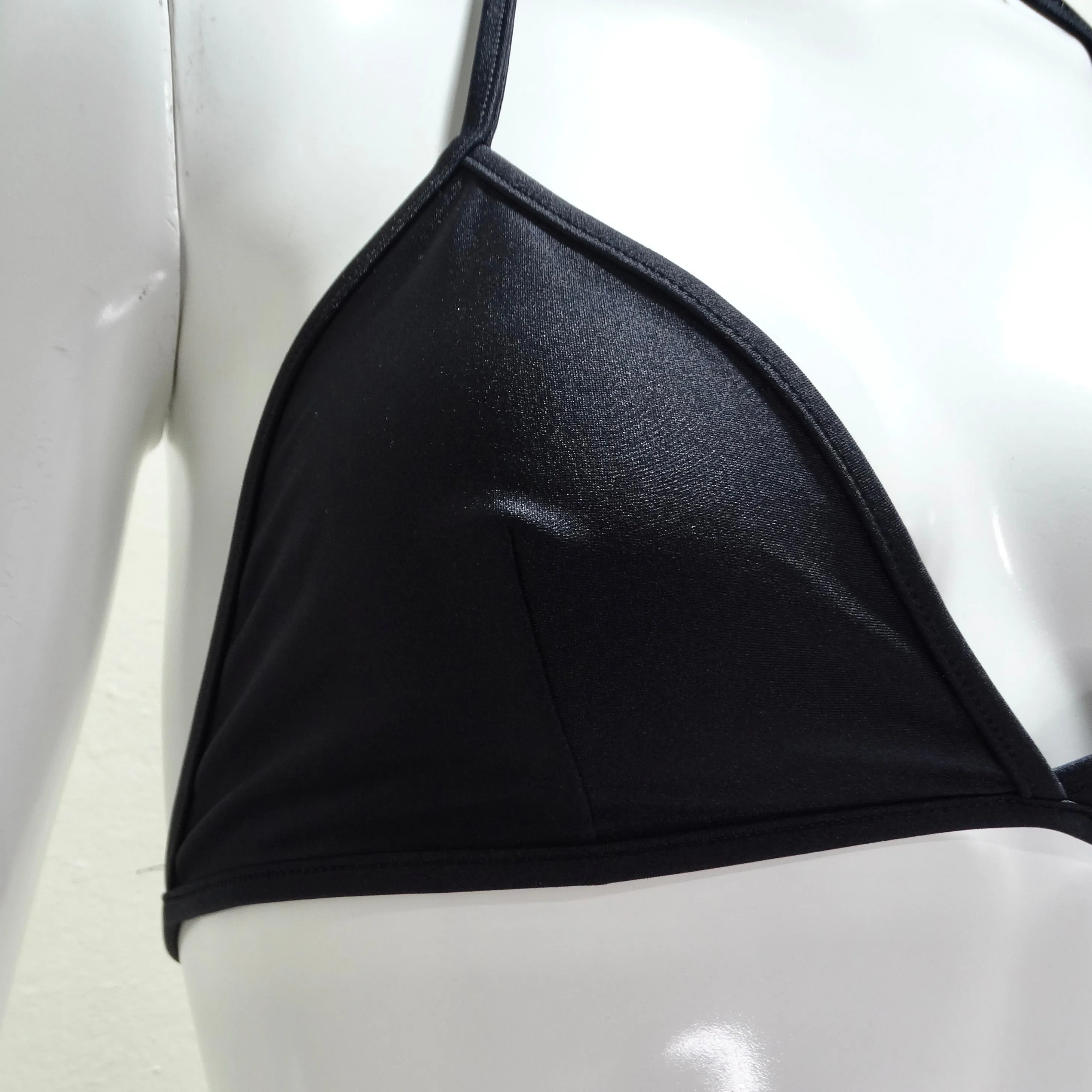 Gucci Gold Tone GG Logo G String Black Bikini