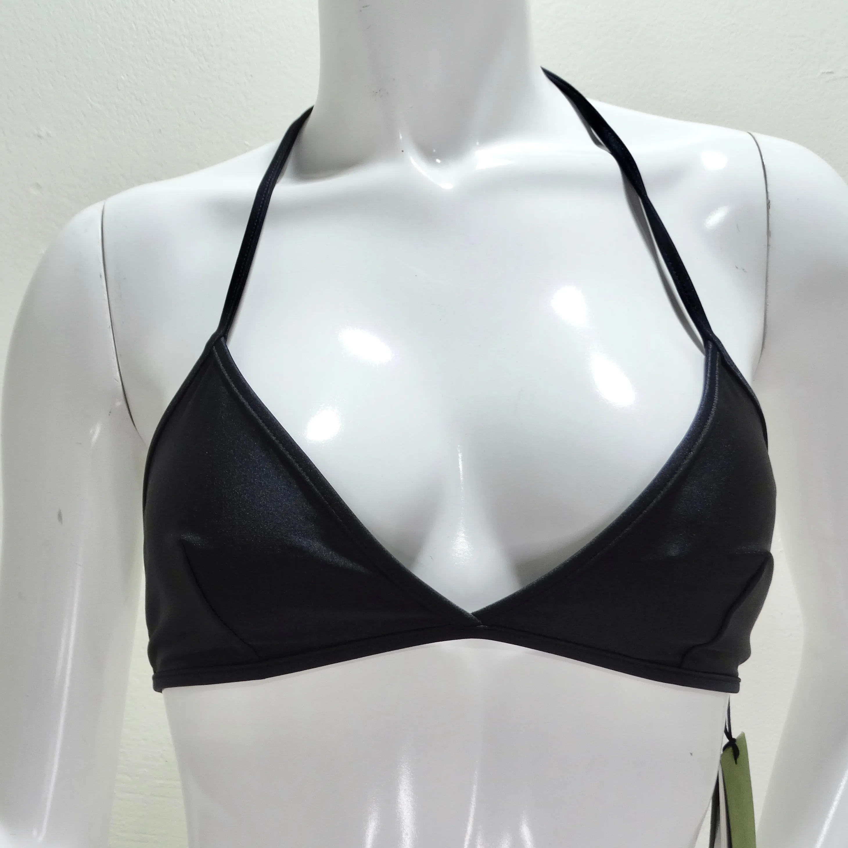 Gucci Gold Tone GG Logo G String Black Bikini