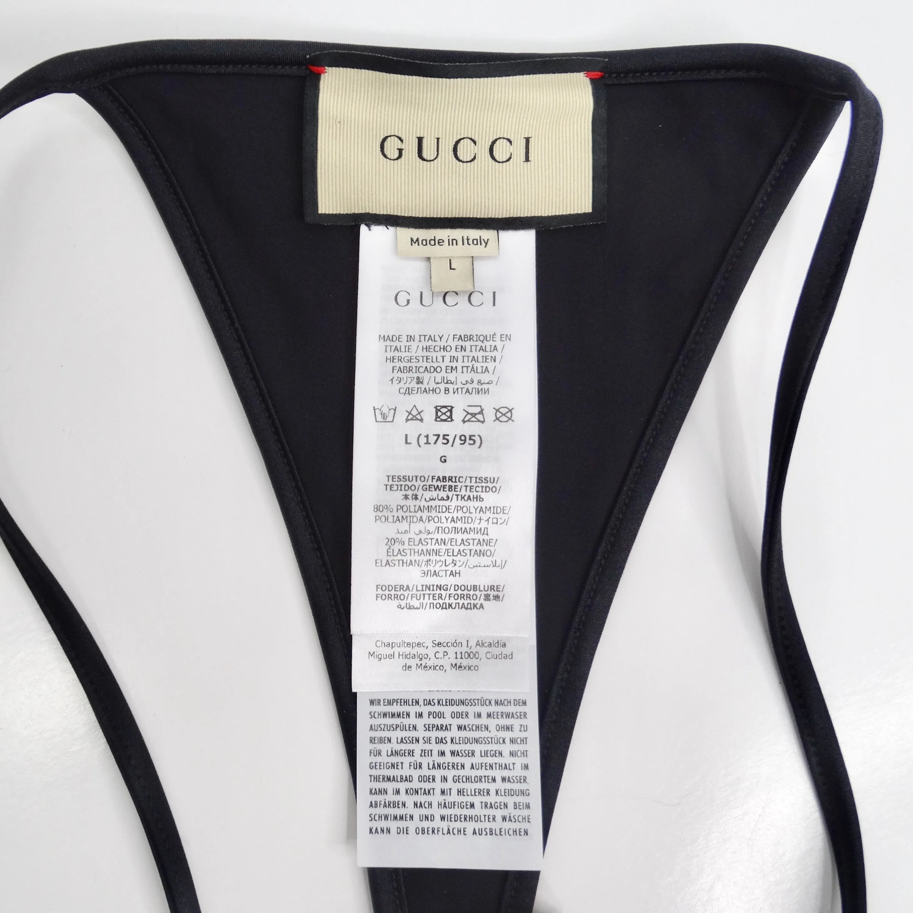 Gucci Gold Tone GG Logo G String Black Bikini