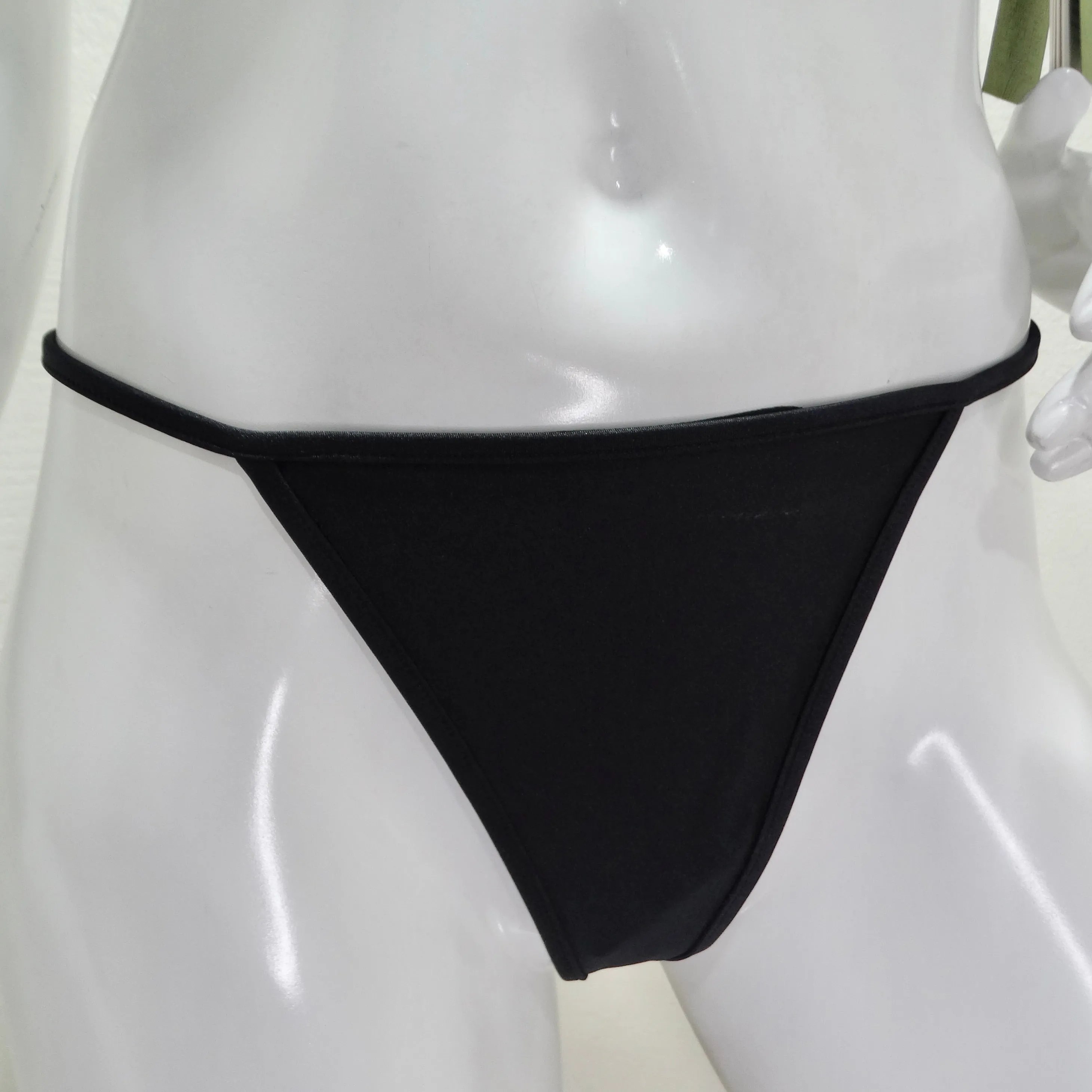 Gucci Gold Tone GG Logo G String Black Bikini