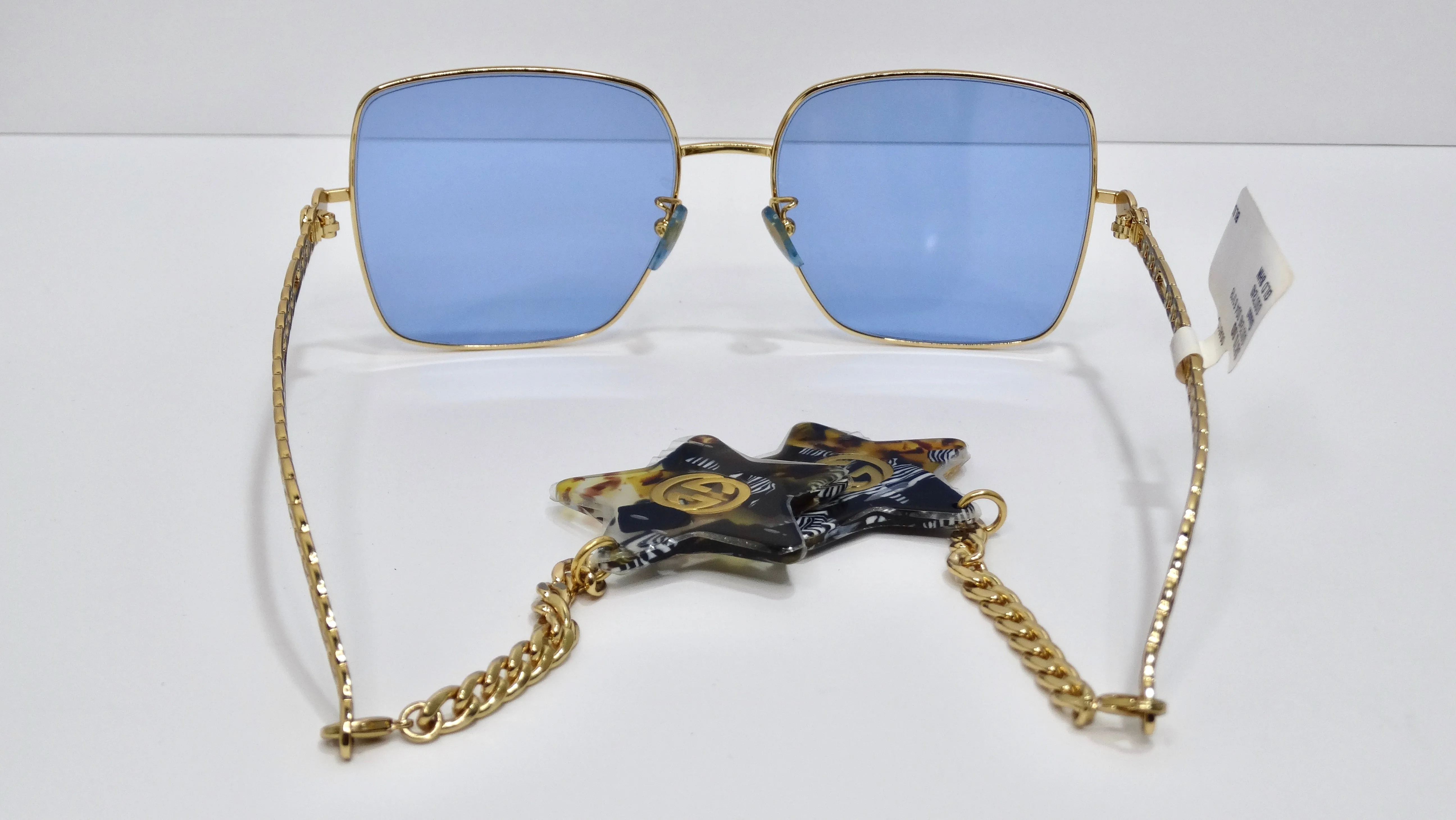 Gucci Star Pendant Drops Blue and Gold Sunglasses