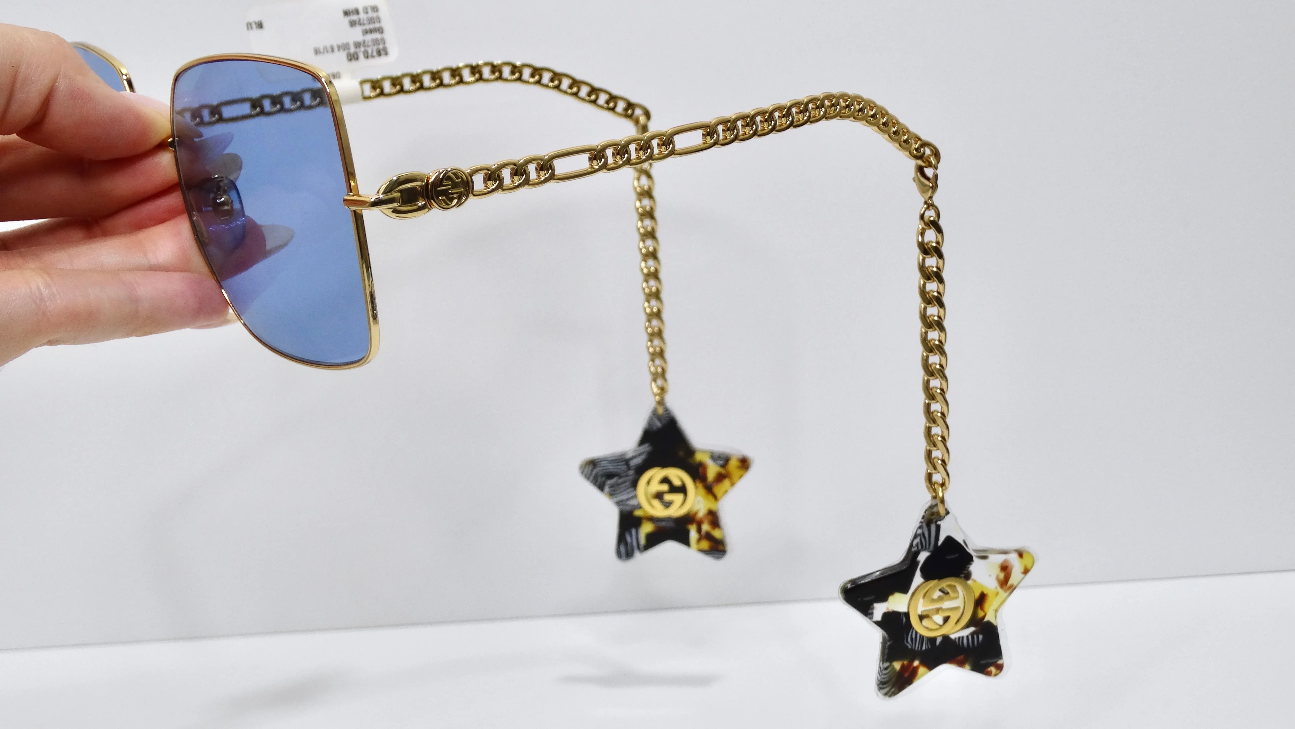 Gucci Star Pendant Drops Blue and Gold Sunglasses