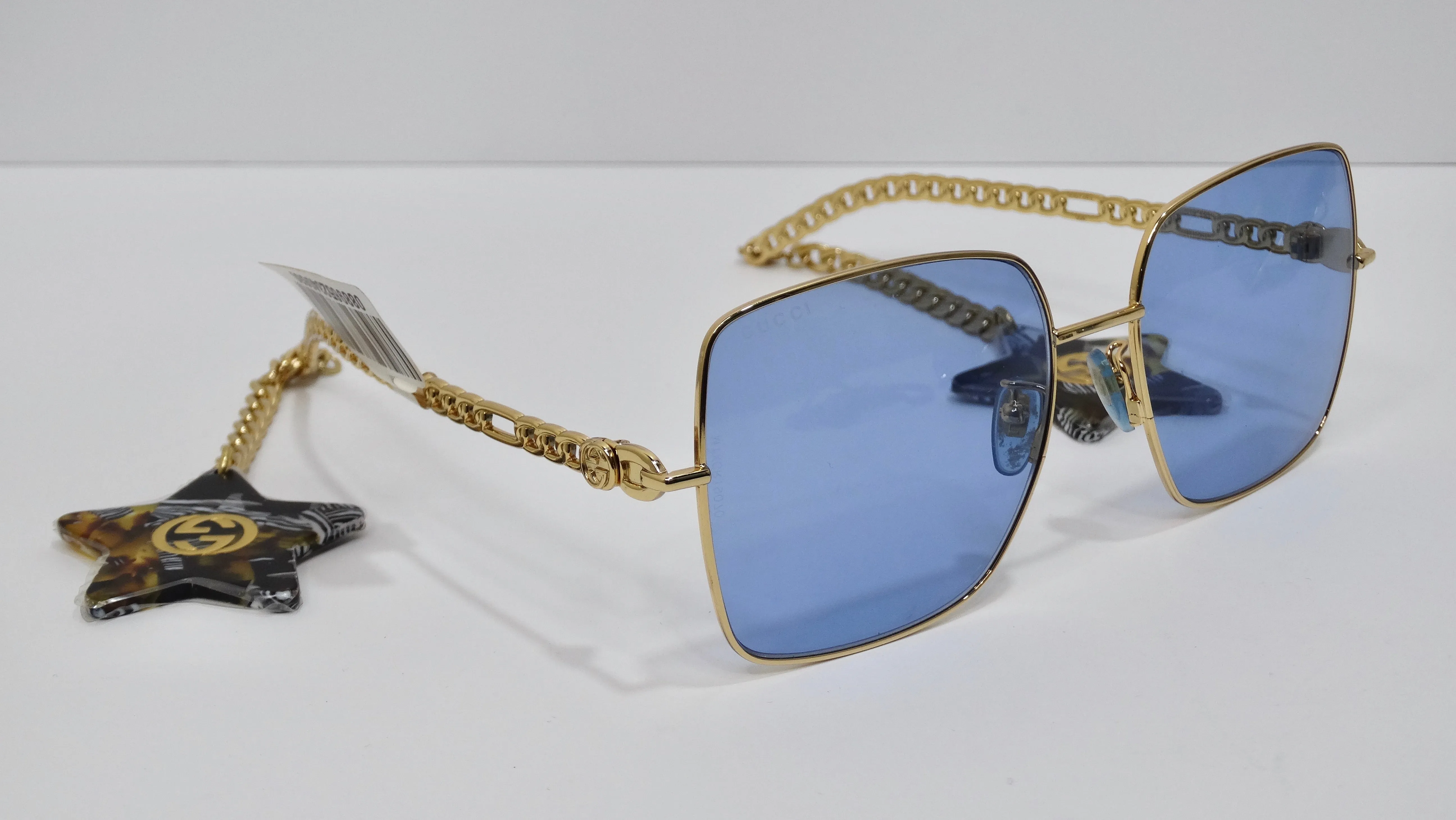 Gucci Star Pendant Drops Blue and Gold Sunglasses