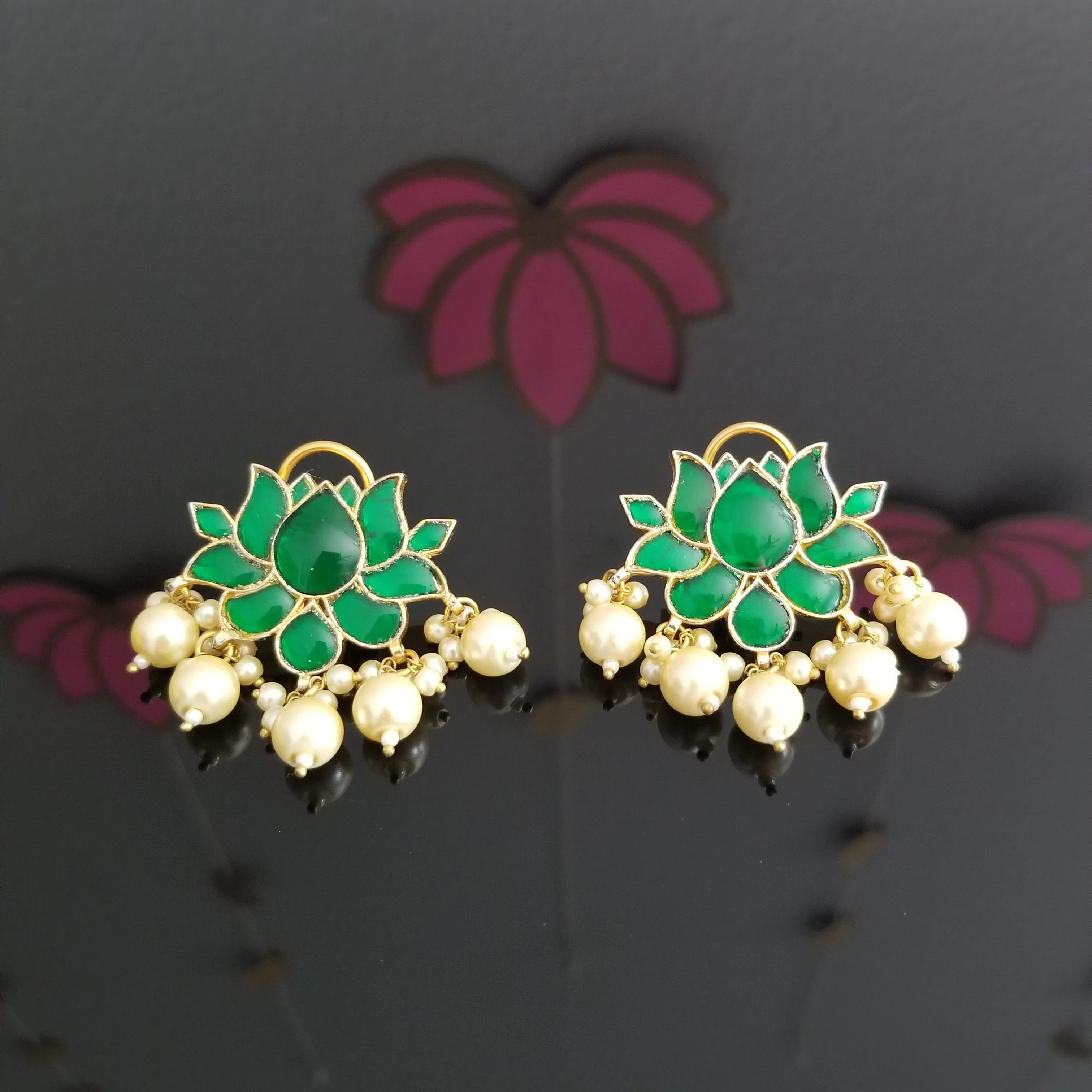 Hard Gold Finish Ahmedabadi Kundan Studs
