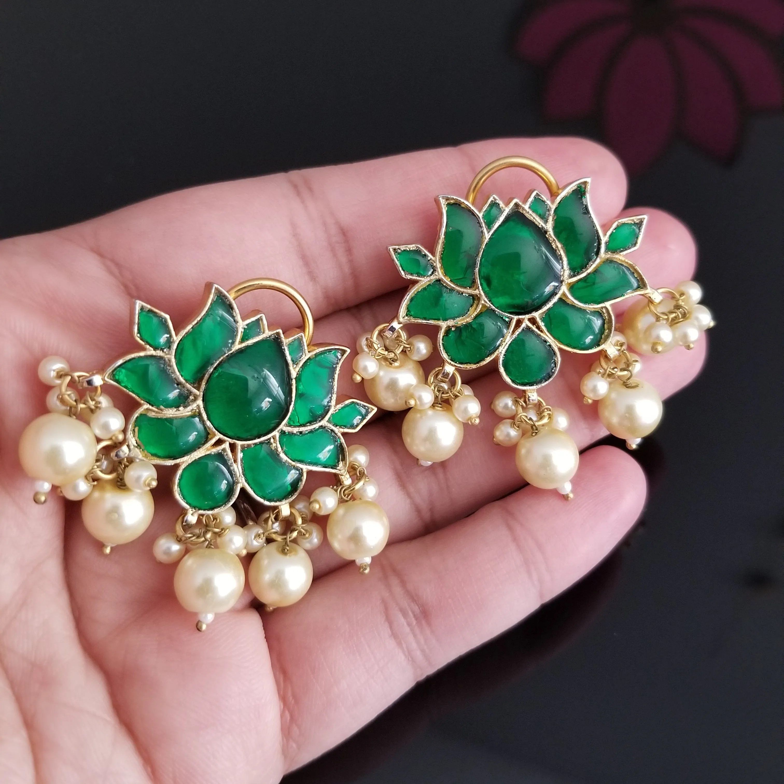 Hard Gold Finish Ahmedabadi Kundan Studs
