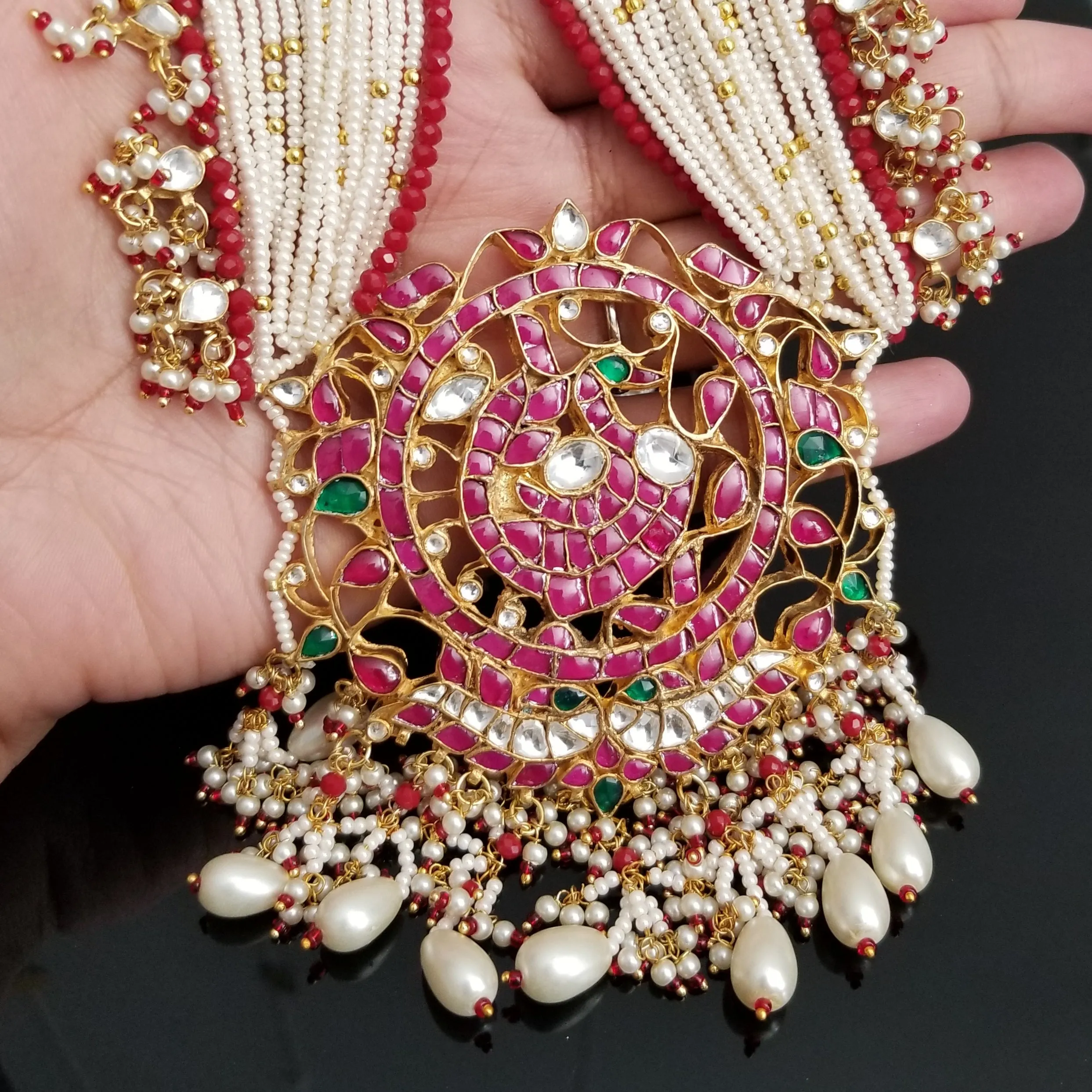 Hard Gold Plated Kundan Heavy Maala Set