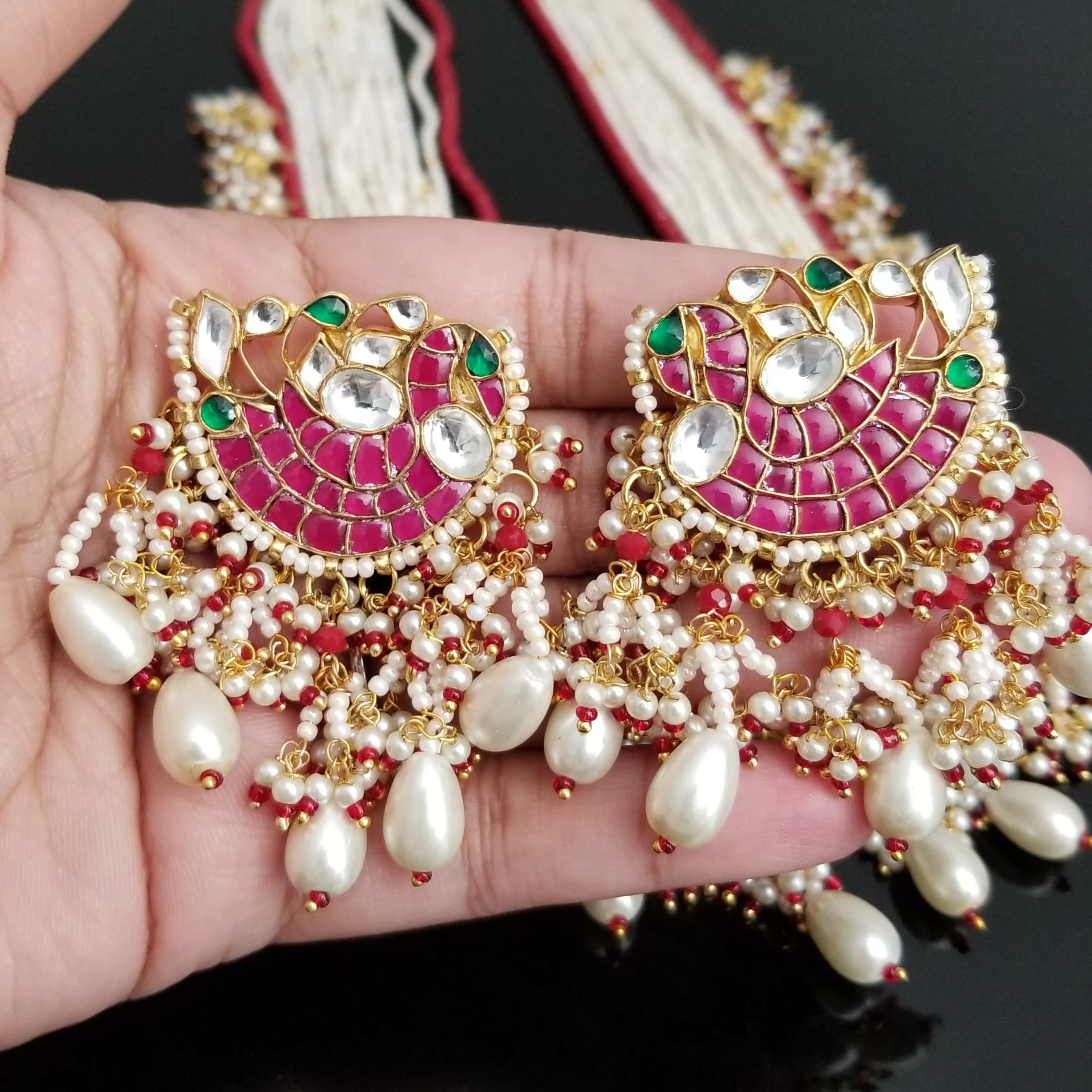 Hard Gold Plated Kundan Heavy Maala Set