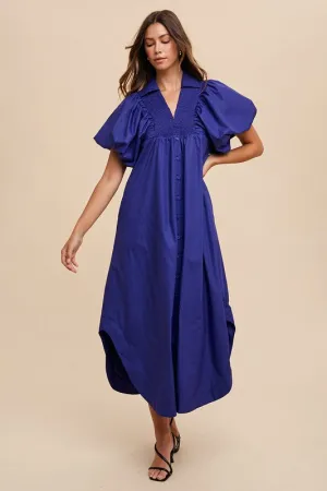 Hazel Blues® |  Annie Wear Smocked Puff Sleeve Midi Dress