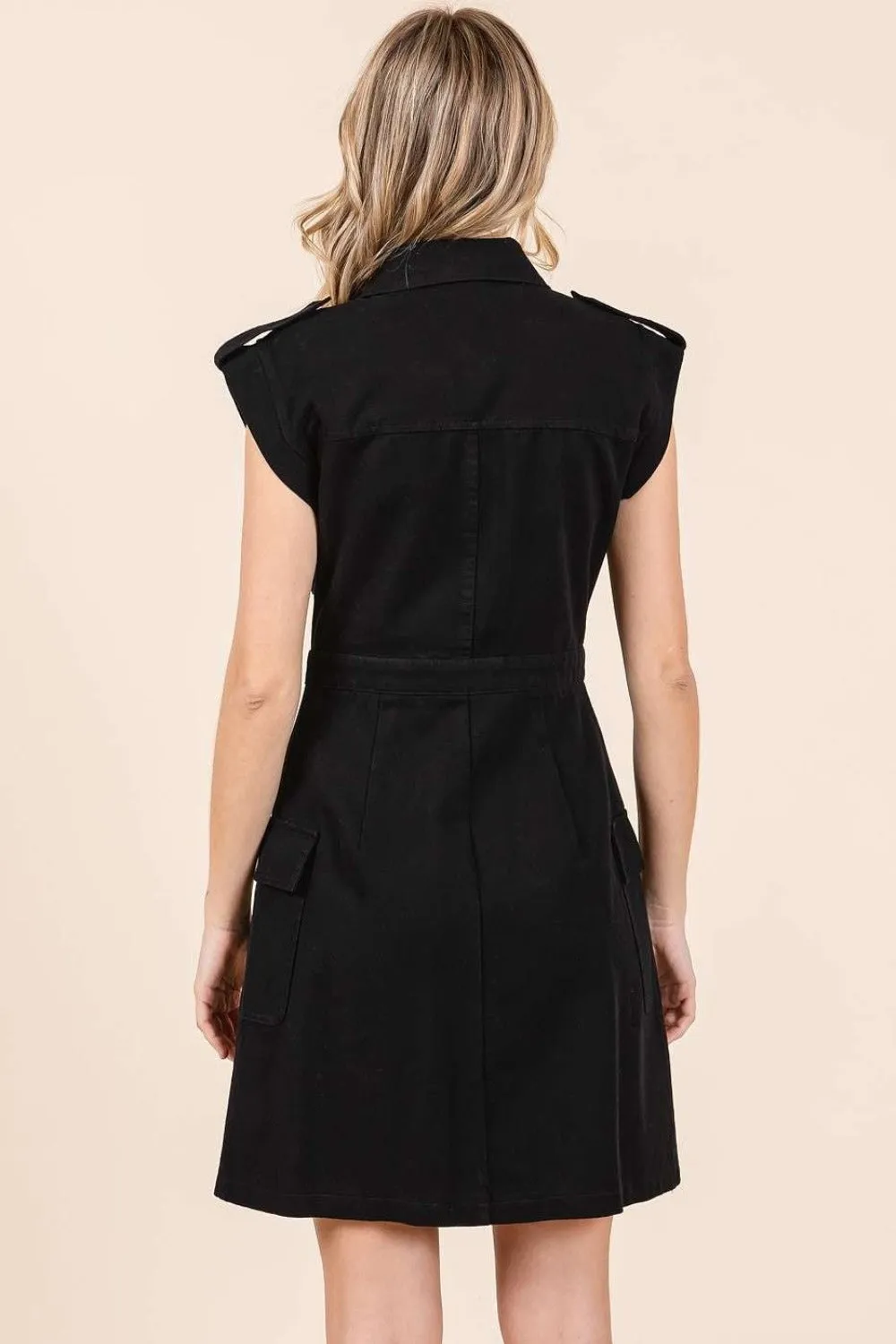 Hazel Blues® |  Mittoshop Cargo Pocket Half Button Mini Dress