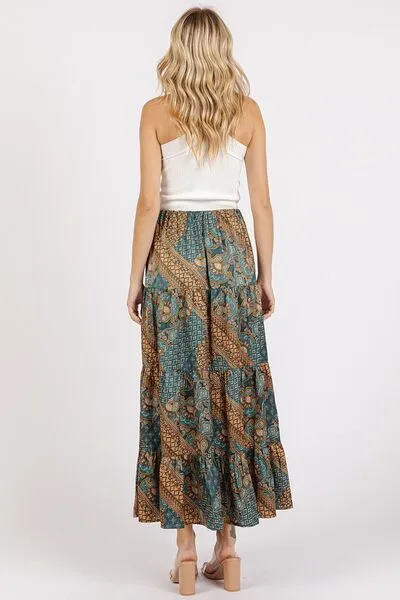 Hazel Blues® |  Mittoshop Paisley Patchwork Print Satin Maxi Skirt