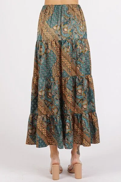 Hazel Blues® |  Mittoshop Paisley Patchwork Print Satin Maxi Skirt
