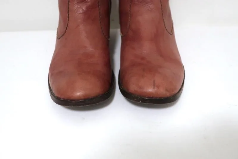 Henry Beguelin Mid-Calf Boots Rose & Dark Brown Leather Size 36.5