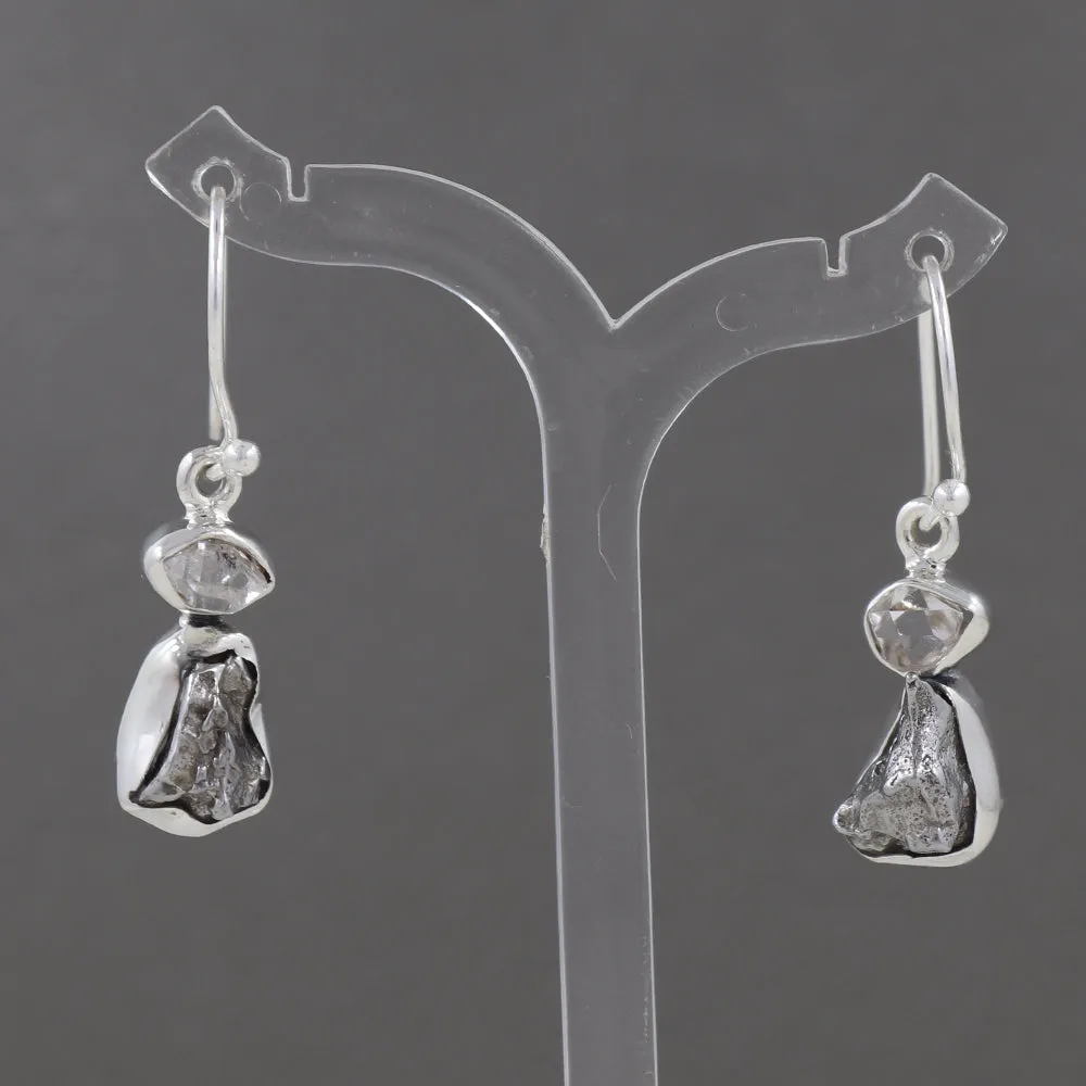 Herkimer Diamond With Meteorite Designer Earrings