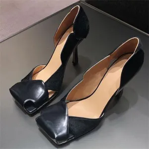 High Heels Shoes Women Spring Square Toe Pumps Women Hollow Sapato Feminino 2020 Ladies Shoes Fashion Buty Damskie Sexy Footwear
