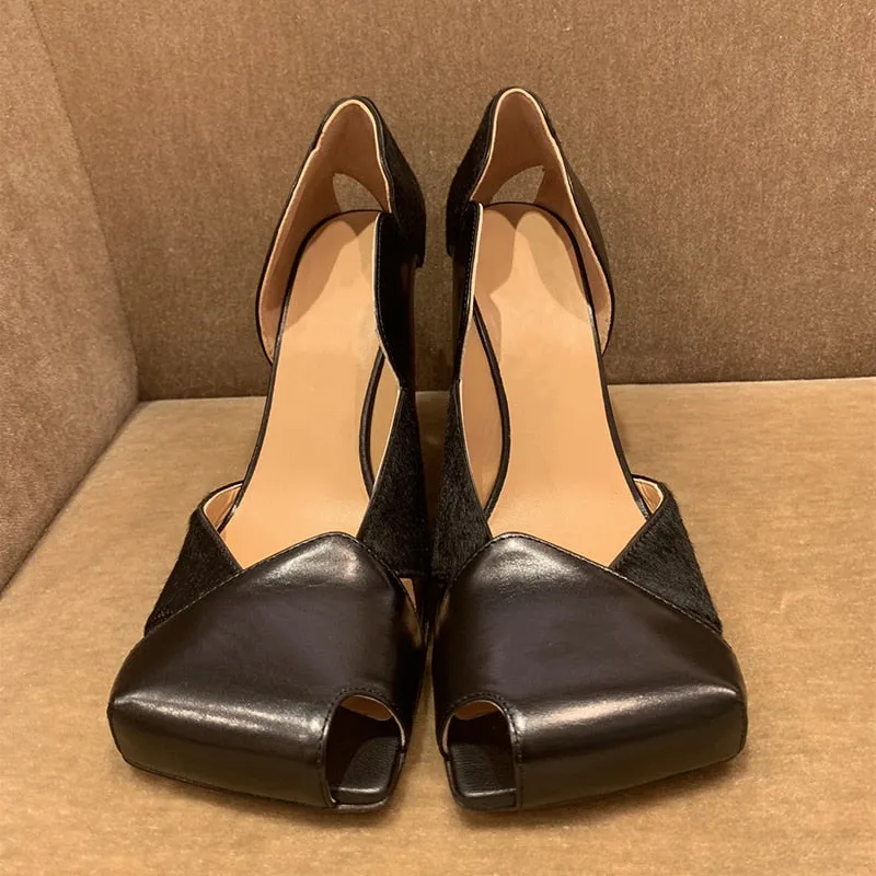 High Heels Shoes Women Spring Square Toe Pumps Women Hollow Sapato Feminino 2020 Ladies Shoes Fashion Buty Damskie Sexy Footwear