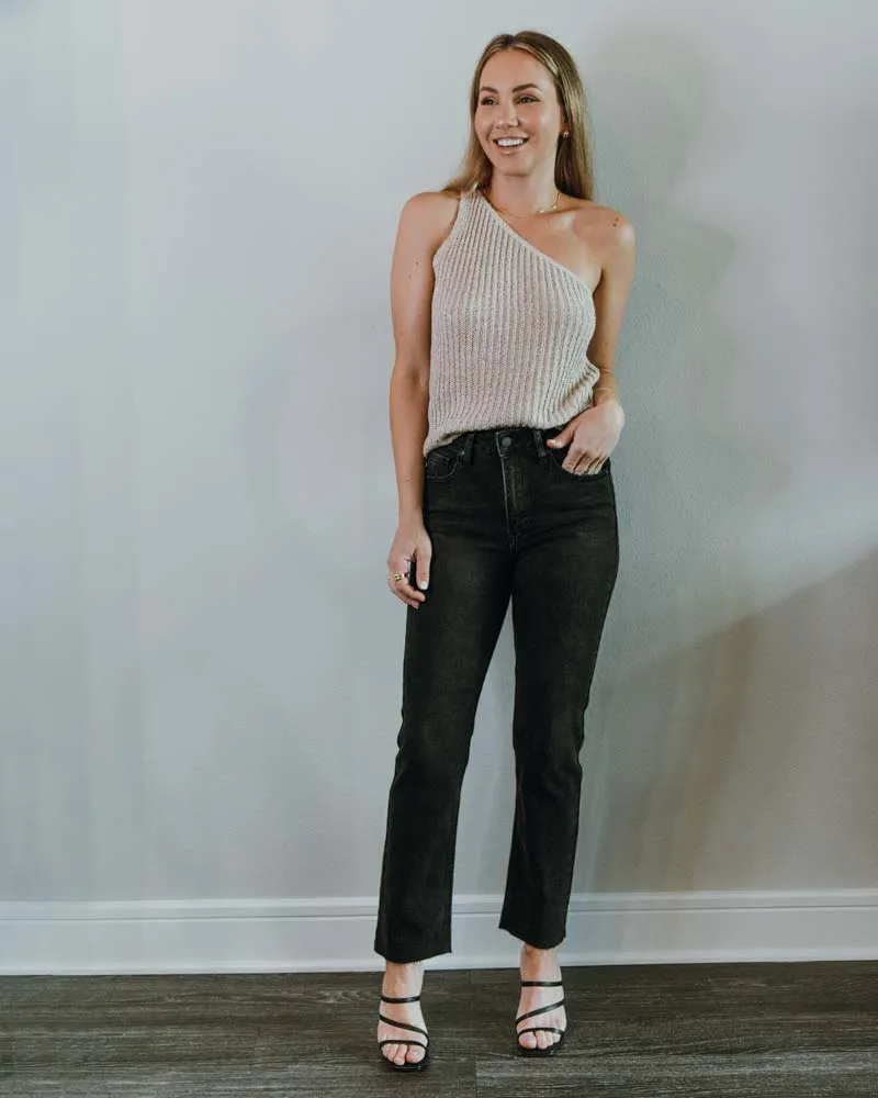 High Rise Washed Black Straight Jean  | JBD