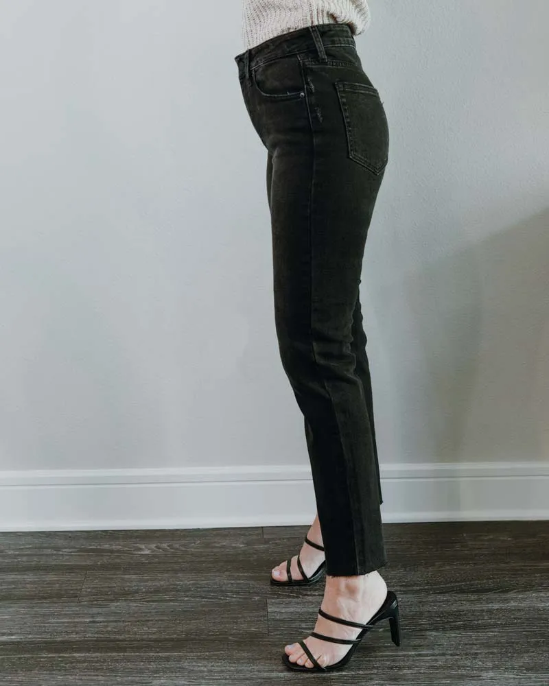 High Rise Washed Black Straight Jean  | JBD