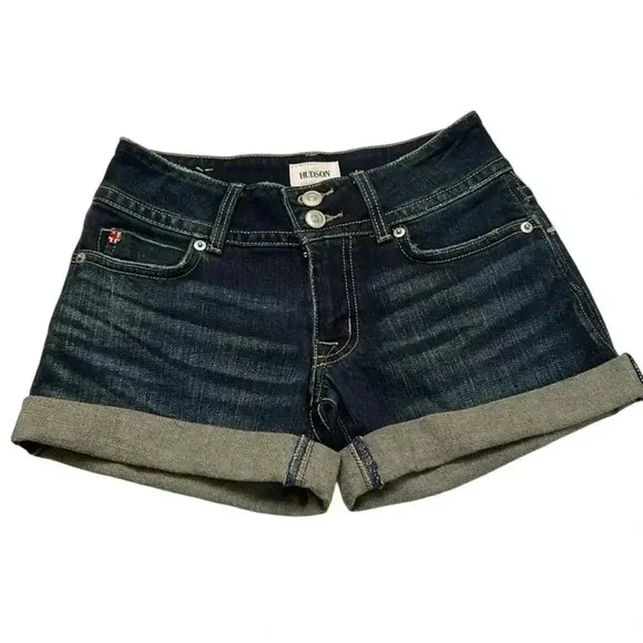 Hudson Ruby Cuffed Denim Shorts – Dark Wash, Size 24, Premium Quality