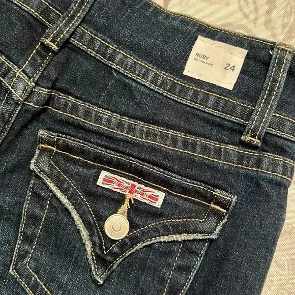 Hudson Ruby Cuffed Denim Shorts – Dark Wash, Size 24, Premium Quality
