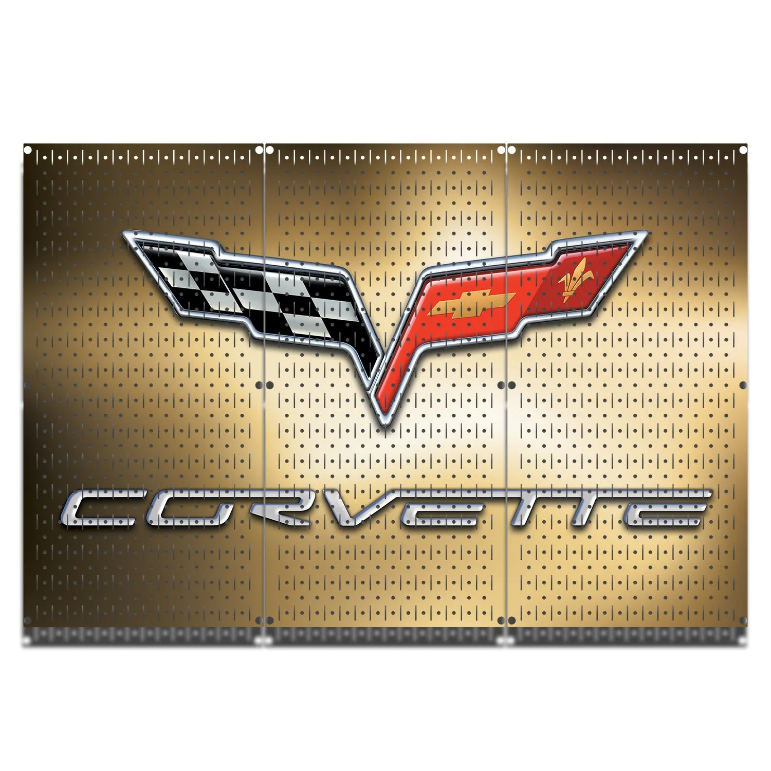 HWC13040 - Corvette Gold (3 Panels) | 48" x 32" (tall) | VERTICAL Printed Pegboards