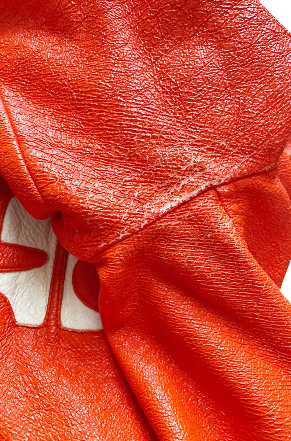 Iconic 1960s Andres Courreges Vivid Orange  & White Vinyl Coat or Dress w Original Belt