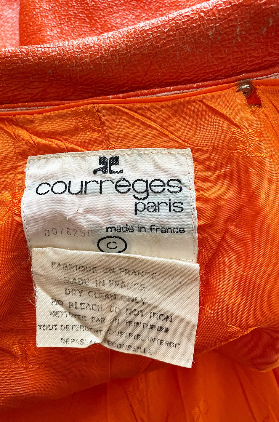 Iconic 1960s Andres Courreges Vivid Orange  & White Vinyl Coat or Dress w Original Belt