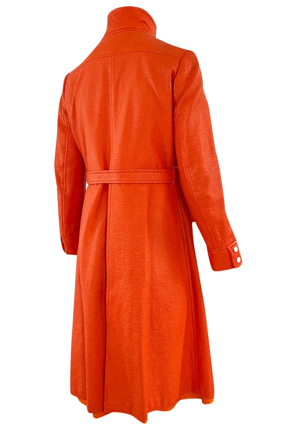 Iconic 1960s Andres Courreges Vivid Orange  & White Vinyl Coat or Dress w Original Belt