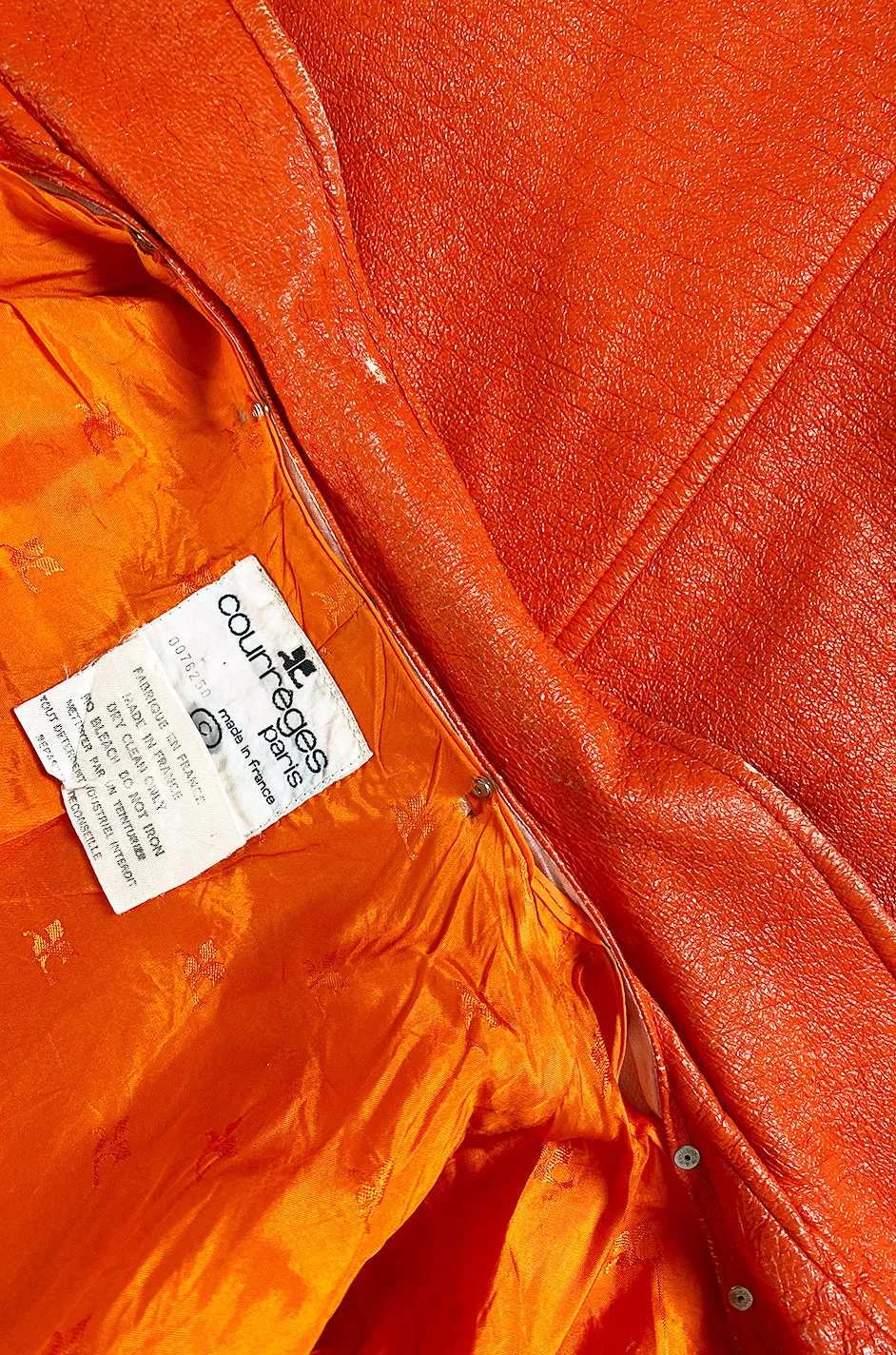 Iconic 1960s Andres Courreges Vivid Orange  & White Vinyl Coat or Dress w Original Belt