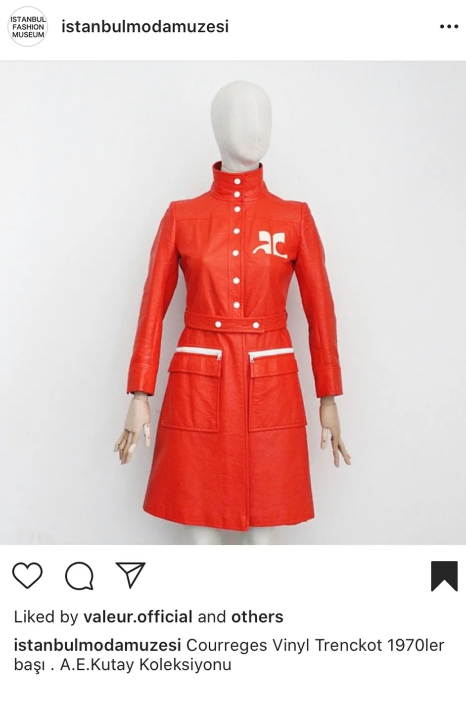 Iconic 1960s Andres Courreges Vivid Orange  & White Vinyl Coat or Dress w Original Belt