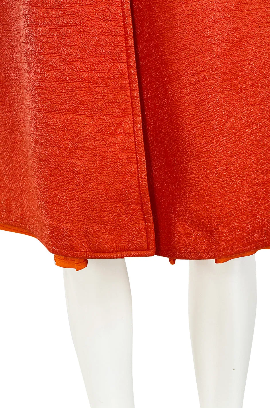 Iconic 1960s Andres Courreges Vivid Orange  & White Vinyl Coat or Dress w Original Belt