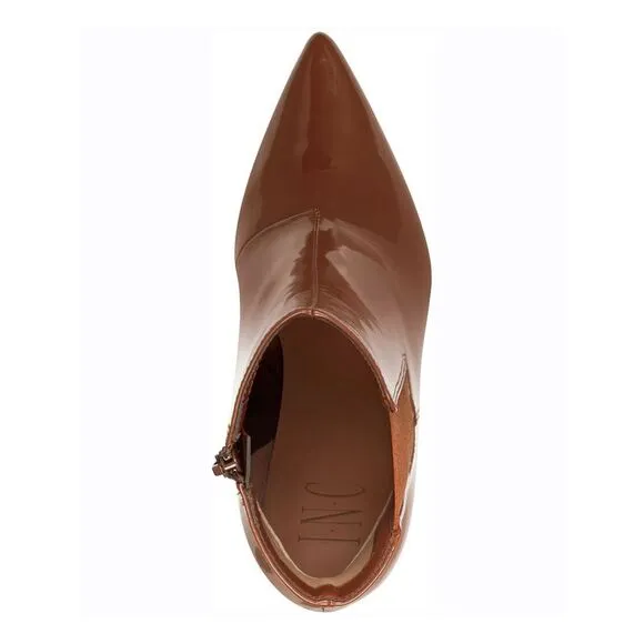 INC Womens Brown Patent Comfort Goring Katalina Pointy Toe Stiletto Booties 7 M