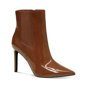 INC Womens Brown Patent Comfort Goring Katalina Pointy Toe Stiletto Booties 7 M