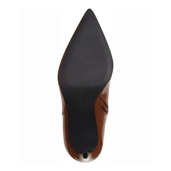 INC Womens Brown Patent Comfort Goring Katalina Pointy Toe Stiletto Booties 7 M