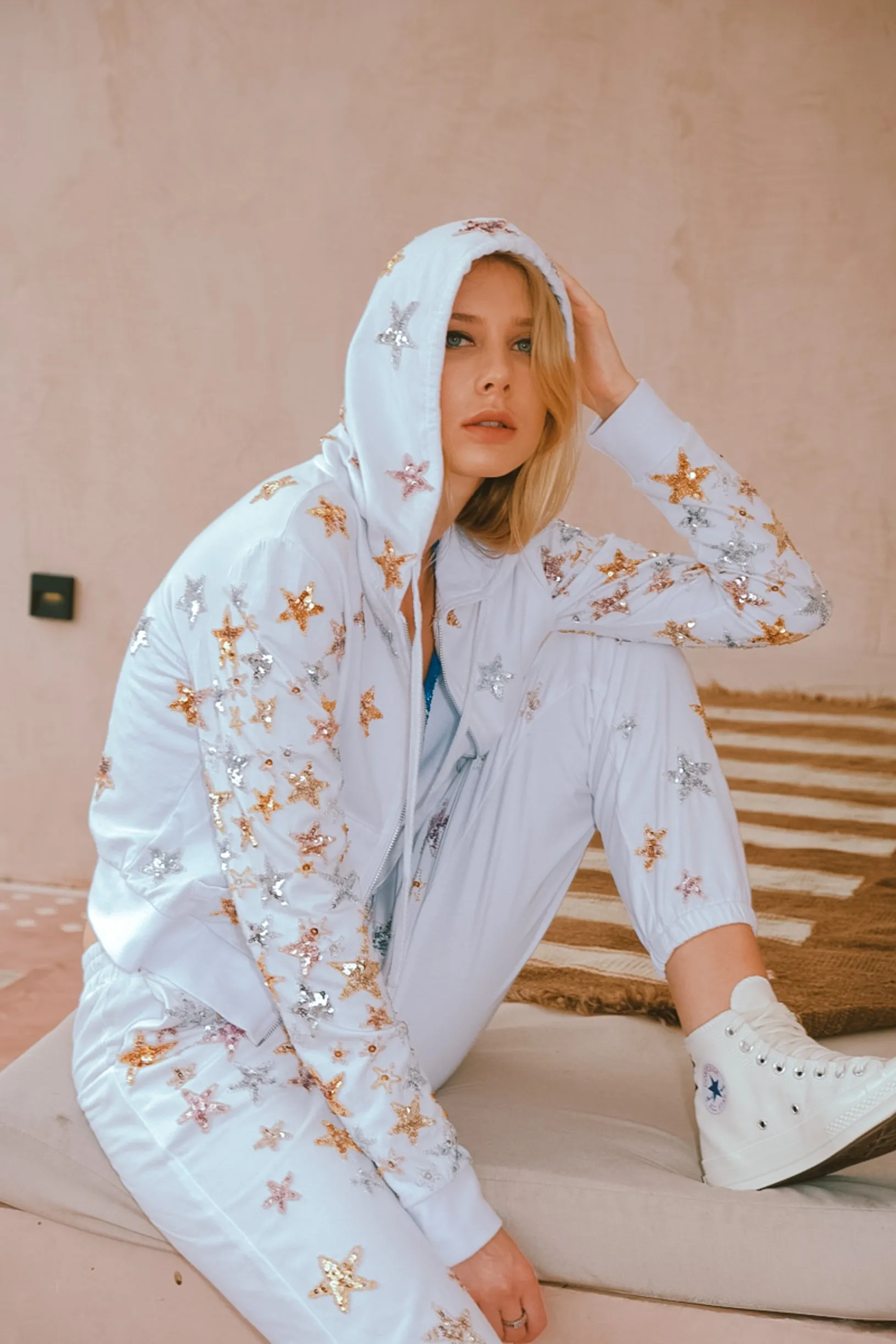 Jacket Terry Stars White