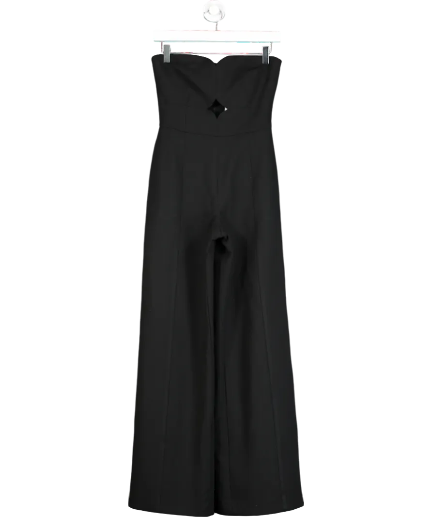 Karen Millen Black Compact Stretch Bandeau Tailored Wide Leg Jumpsuit UK 6