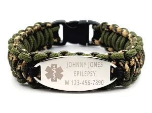 Kids & Adults 275 Paracord Medical Alert Bracelet w/ Custom Engraved Stainless Steel ID Tag