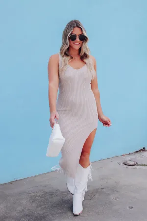 Kimberly Sleeveless Midi Dress - Tan