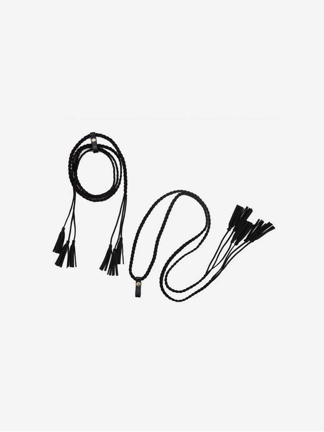 Lace-up Vegan Suede Tassels | Midnight Black