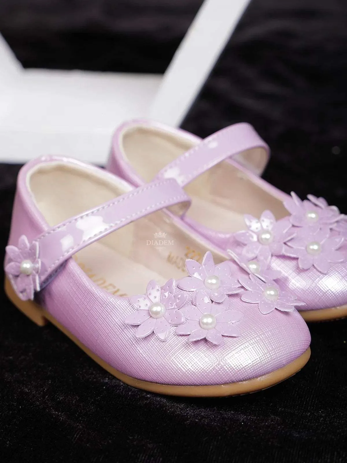 Lavender Matte Ballerinas with Attached 3D Flowers for Girls
