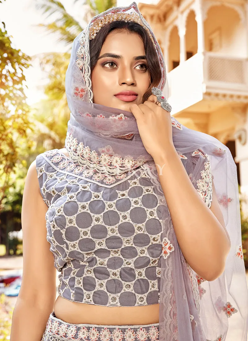 Light Purple Multi Embroidery Wedding Lehenga Choli