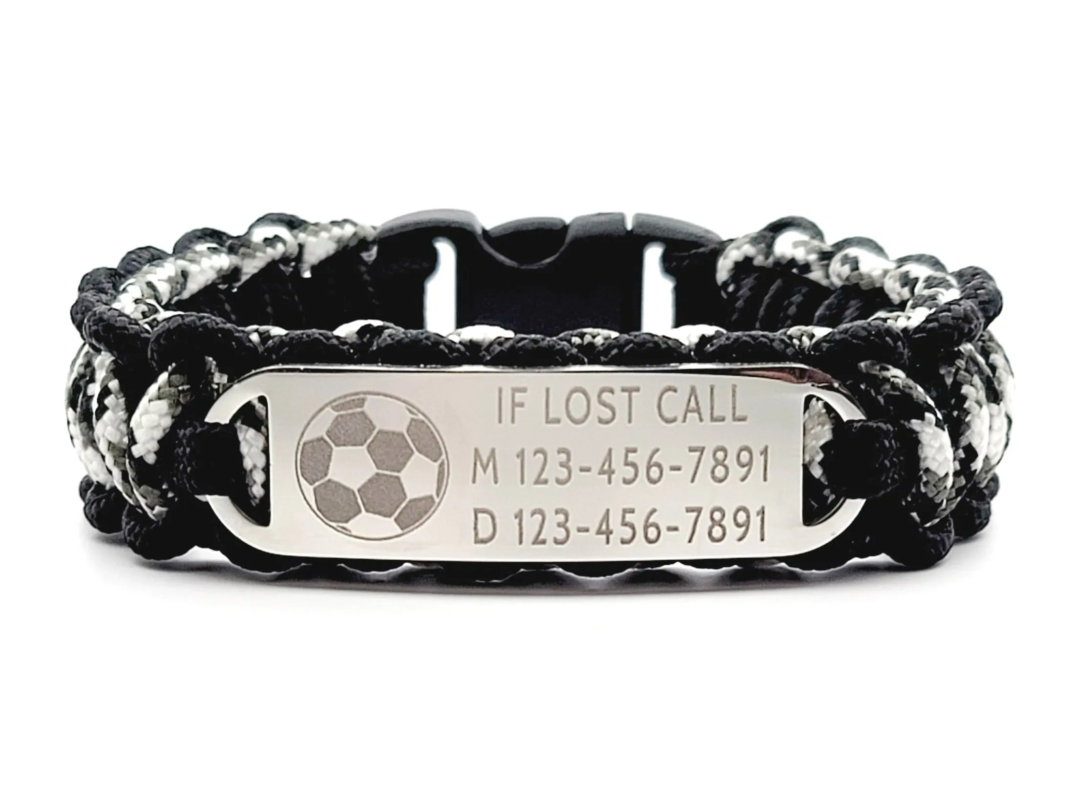 Lost Child Safety 275 Paracord Bracelet - Medical and Contact Info Engraved - Great for Vacations