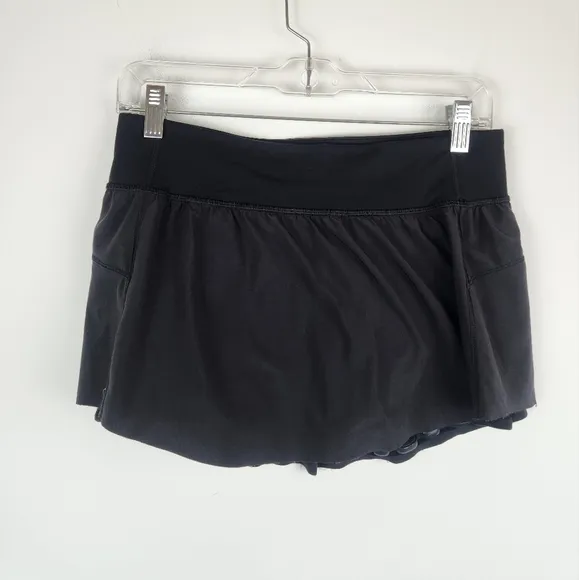 Lululemon Quick Pace Mini Athletic Skirt Skort Black Size 6