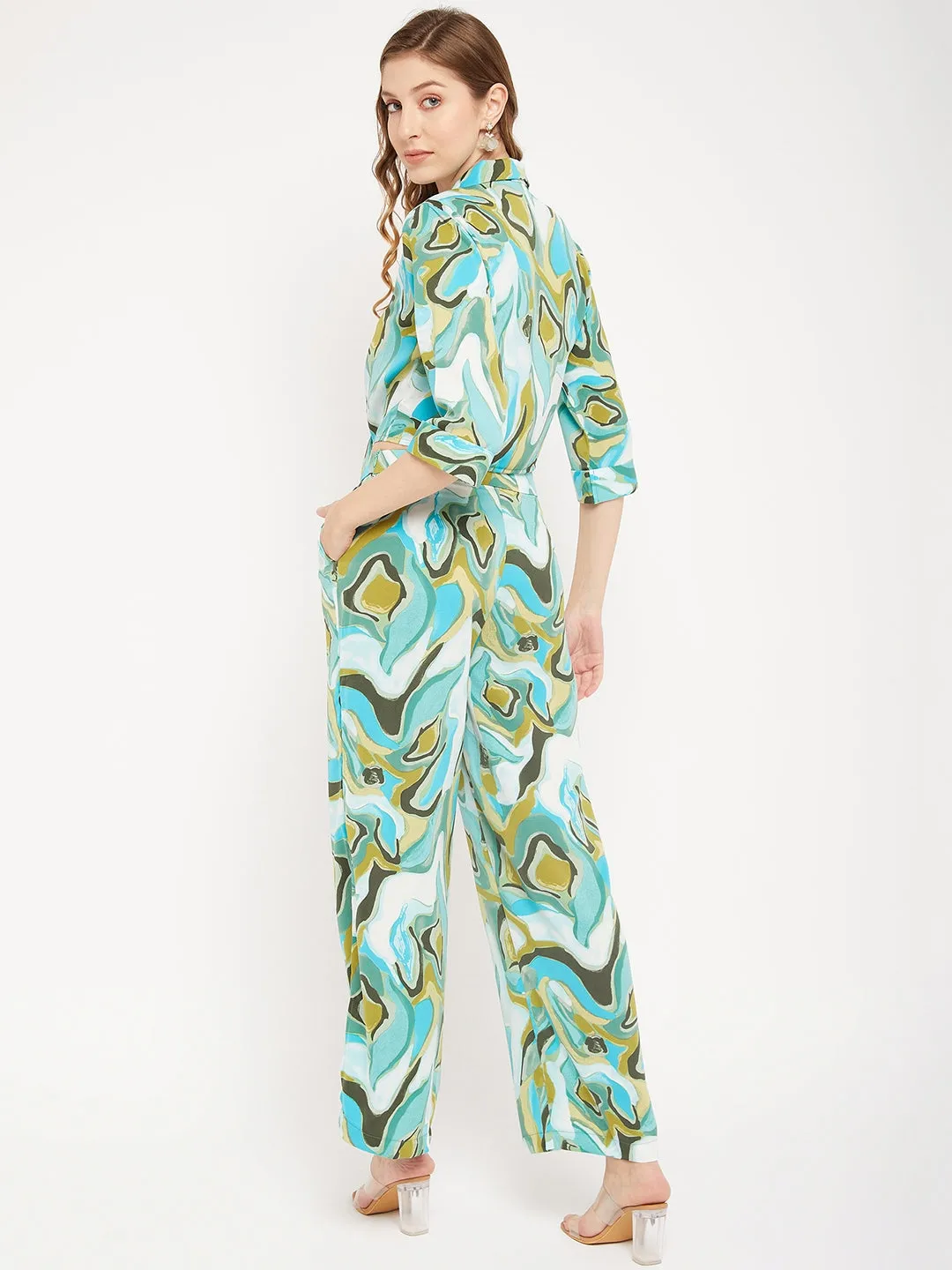 Madame Aqua Lapel Collar Co-Ord Set