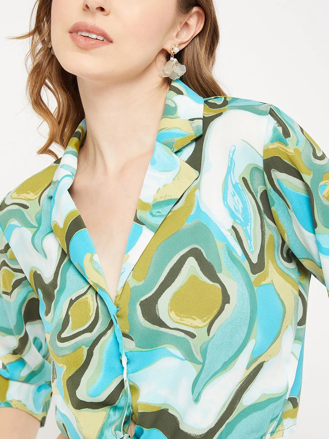 Madame Aqua Lapel Collar Co-Ord Set