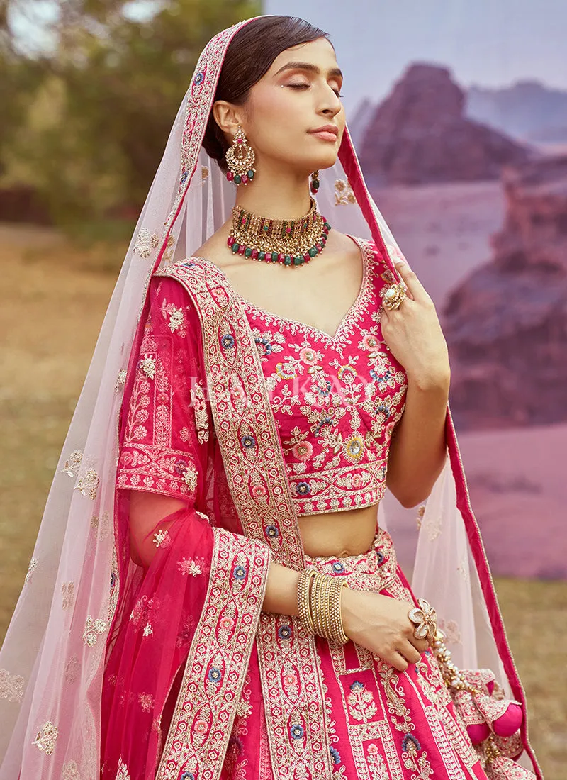 Magenta Pink Multi Embroidered Bridal Lehenga Choli