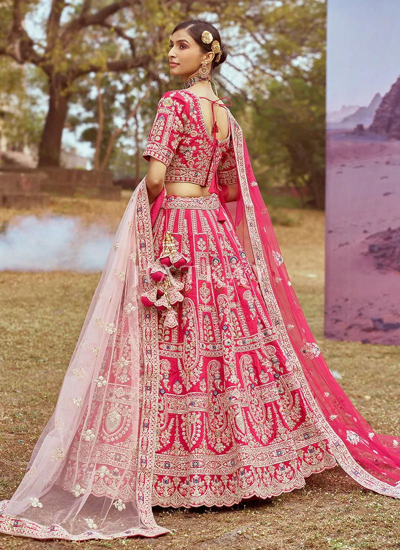 Magenta Pink Multi Embroidered Bridal Lehenga Choli
