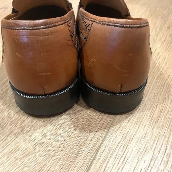 MAGNANNI MENS SHOES WOVEN TASSLE LOAFER 8.5 M COGNAC BROWN BEAUTIFUL #11545
