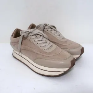 Massimo Dutti Platform Low Top Sneakers Nude Suede & Leather Size 36