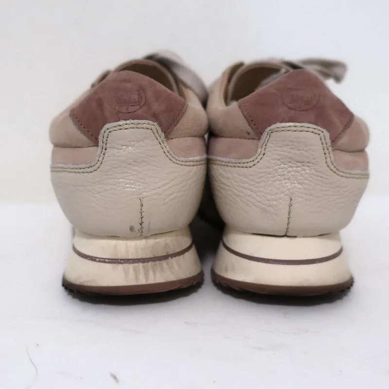 Massimo Dutti Platform Low Top Sneakers Nude Suede & Leather Size 36